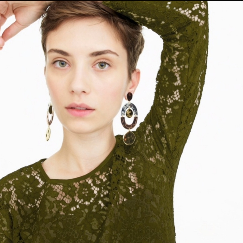 J Crew Evergreen Lace Top